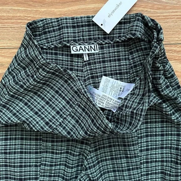 [ganni] NWT 2pc seersucker halter top and kick flare pants set - Picture 16 of 16